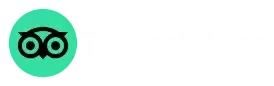 Green circle with an owl face logo, followed by the word "Tripadvisor" in black text. The logo and text are on a transparent background.
